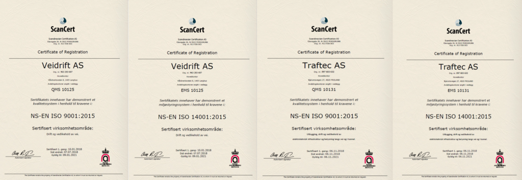 Iso sertifikat for 9001 og 14001