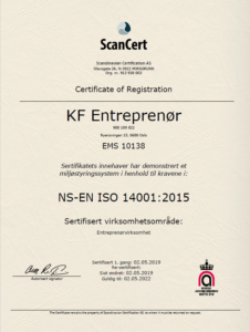 KF Entreprenør ISO 14001 sertifikat